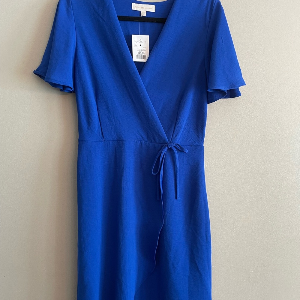 Monteau Royal Blue Faux-Wrap Dress